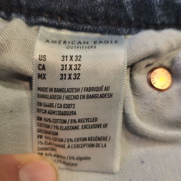 American Eagle Mens 32x29 Athletic Straight Air Flex Distressed Denim Jeans - Picture 4 of 10